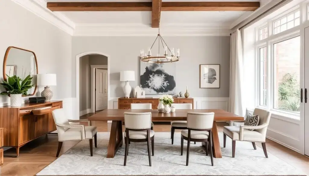 Elegant dining room blending trendy elements with classic design