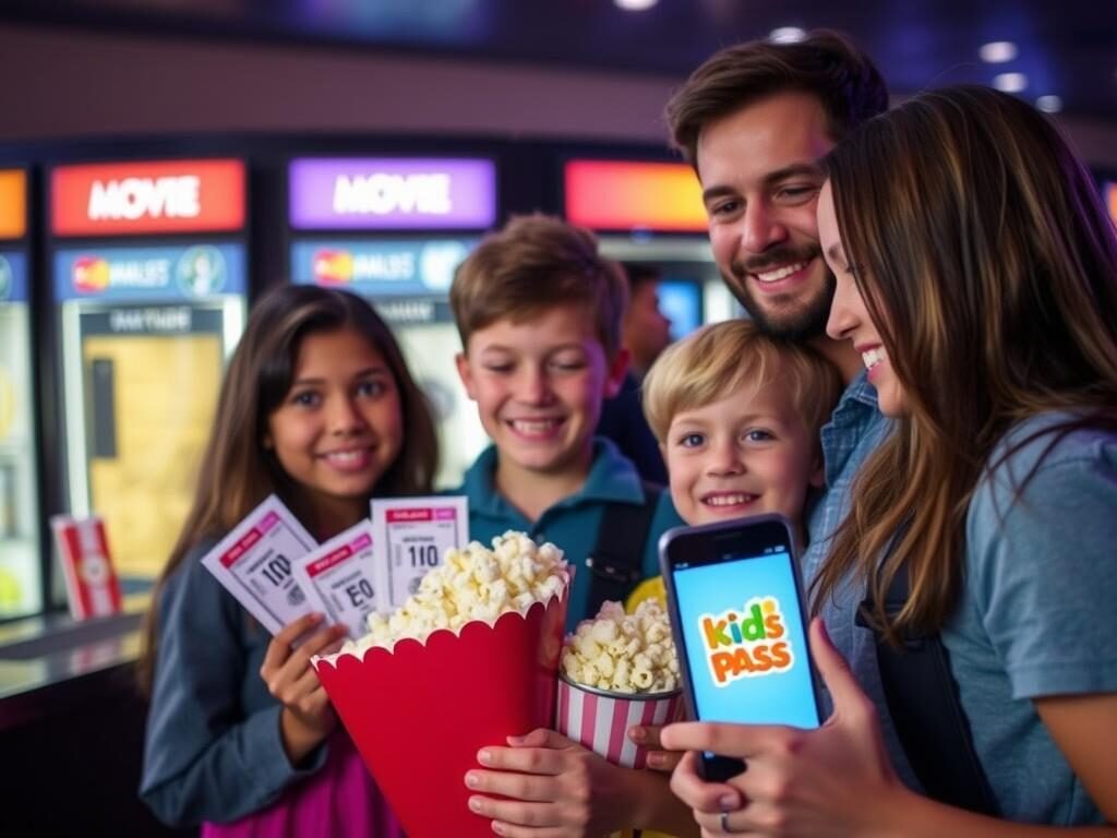 Family at cinema with Kids Pass discount tickets
