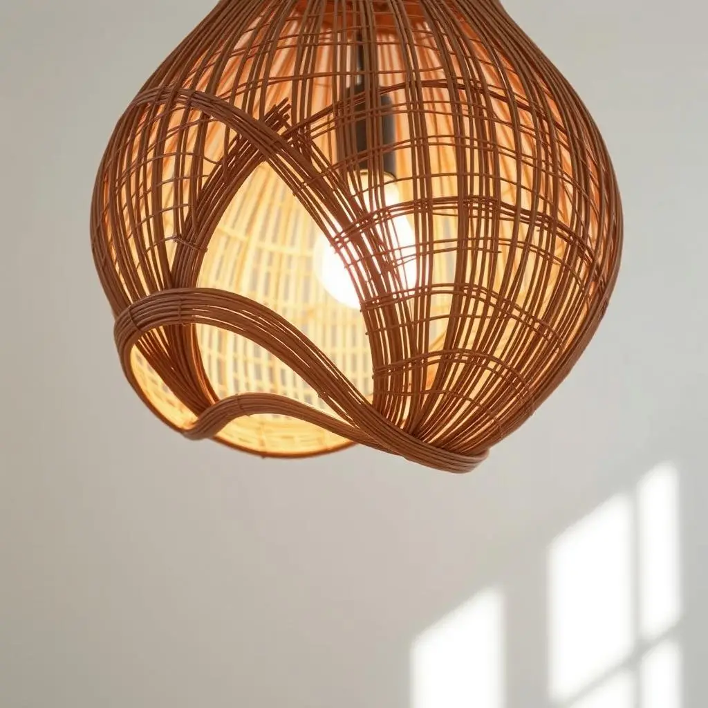 Organic-shaped pendant light with natural materials