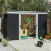 10' x 4' Yardmaster Castleton Anthracite Pent Metal Shed (2.98m x 1.19m)