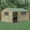 15' x 10' Forest Beckwood 25yr Guarantee Shiplap Pressure Treated Double Door Reverse Apex Wooden Shed (4.48m x 3.21m)