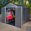 6' x 10' Palram Canopia Rubicon Multi-Wall Premium Dark Grey Plastic Shed (1.85m x 3.00m) â includes free shelf