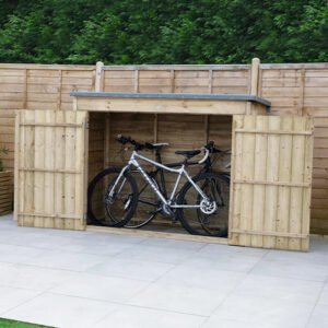 6'5 x 2'10 Bike Shed â Forest Pressure Treated Double Door Pent Bike Store (No Floor)