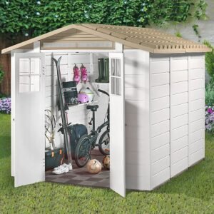 6'6 x 8' Shire Tuscany Evo 240 Apex Plastic Double Door Shed (2.02m x 2.42m)