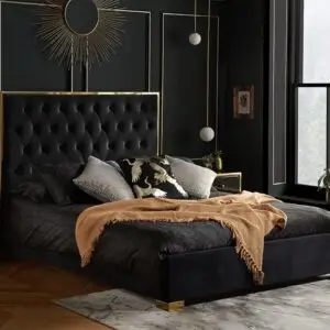 Birlea Chelsea Fabric Bed Frame, Double, Black