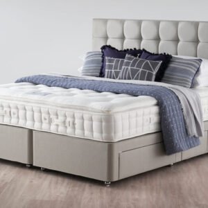 Hypnos Pillow Top Stellar Superior Mattress + Premium Divan Bed, Silver, No Drawer, Single