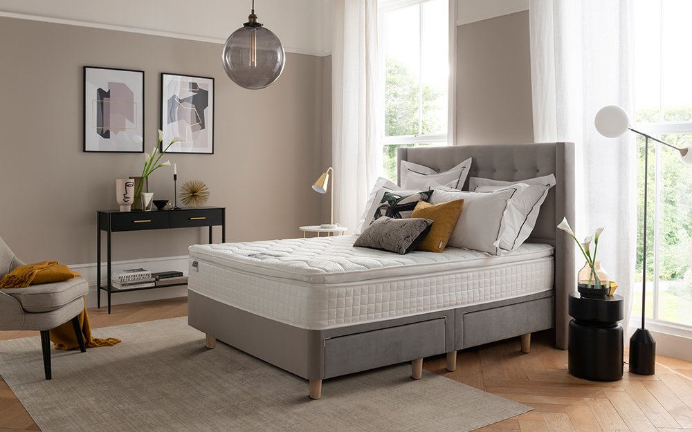 Silentnight Bloomsbury Silver Velvet Bed Frame, Double, No Storage