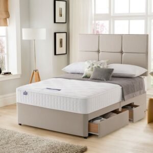 Silentnight Essentials Memory Mirapocket 1000 Divan Bed Set, Single, No Headboard Required, No Storage, Sandstone