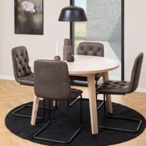 A-Line White Oak 4 Seater Round Dining Table