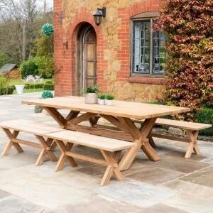 Alexander Rose Plank Teak Garden Dining Table - 240cm