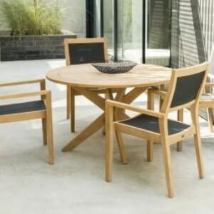Alexander Rose Roble Round Garden Dining Table with Cross Base - 125cm