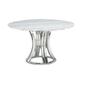 Aurora Marble Round Dining Table with Stainless Steel Pedestal Base - Variation Available