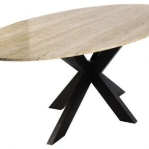 Avalon Travertine Beige 8 Seater Oval Dining Table with Spider Legs