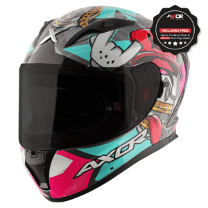 Axor Street Hip Hop Gloss Athena Grey Mint Full Face Motorcycle Helmet