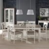 Bentley Designs Montreux Grey Washed Oak and Soft Grey 6 to 8 Seater Extending Dining Table with 6 X Back Grey Bonded Leather Chairs