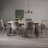 Bentley Designs Oakham Scandi Oak 6 to 8 Seater Extending Dining Table with 6 Eriksen Grey Velvet Chairs