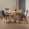 Bentley Designs Turin Light Oak 4-6 Seater Extending Dining Table with 4 Fontana Grey Velvet Chairs