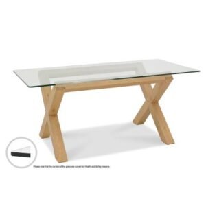 Bentley Designs Turin Light Oak Glass Top 6 Seater Dining Table