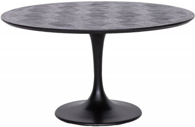 Blax Black Geometric Cube 6 Seater Round Dining Table with Tulip Base