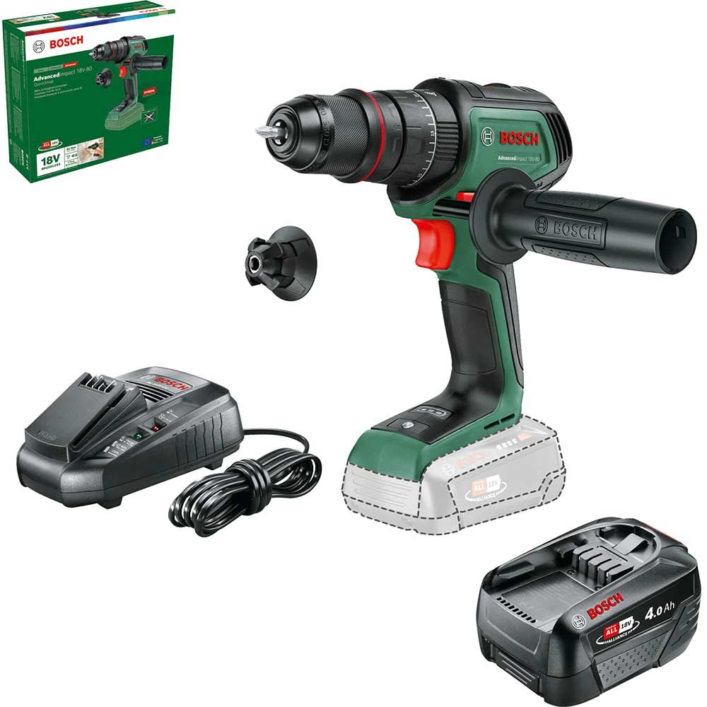Bosch ADVANCEDIMPACT 18V-80 P4A 18v Cordless Combi Drill 1 x 4ah Li-ion Battery Charger No Case