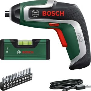 Bosch IXO 7 3.6v Cordless Screwdriver and Pocket Spirit Level Set 1 x 2ah Integrated Li-ion USB Charger No Case