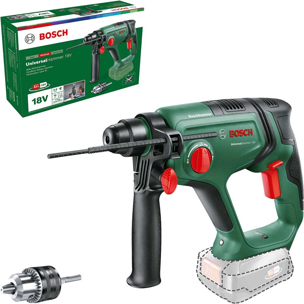 Bosch UNIVERSALHAMMER P4A 18v Cordless SDS Drill No Batteries No Battery Charger Chuck Adaptor