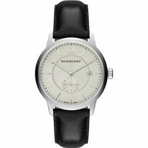 Burberry BU10000 Classic Round Beige Dial Black Leather Men's Watch