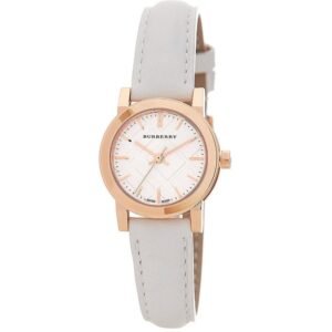 Burberry BU9209 Rose Gold Tone White Leather Women's Watch