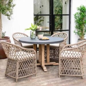 Burcot Outdoor Round Dining Table Medium Slate Grey