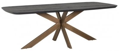 Cambon Dark Oak and Brass 12 Seater Dining Table with Spider Legs