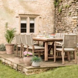 Chilford Outdoor Solid Wood Table and Dining Chair Set Large