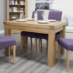 Chunky Oak Small 2-4 Seater Extending Dining Table - 90cm-120cm