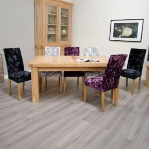 Chunky Oak Twin Panel Large 6 Seater Extending Dining Table