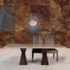 Clepsy Marble Dining Table with Wooden Pedestal Base - Variation Available