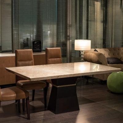 Clepsy Plus Marble Dining Table with Wooden Pedestal Base - Variation Available