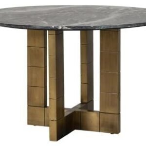 Collada Black Marble and Gold 4 Seater Round Pedestal Dining Table