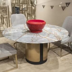 Compass Marble Round Pedestal Dining Table - Variation Available