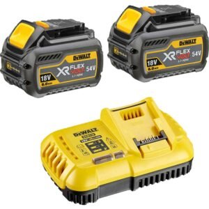 DeWalt 54v XR Cordless FLEXVOLT Twin Li-ion Battery and Fast Charger Pack 6ah 6ah