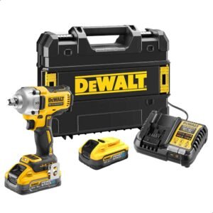 DeWalt DCF891 18v XR Cordless Brushless 1/2" Compact High Torque Wrench 2 x 5ah Li-ion Powerstack Battery Charger Case