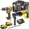 DeWalt DCK2071 18v XR Cordless Brushless SDS Plus and Combi Drill Kit 2 x 5ah Li-ion Battery Charger Case