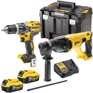 DeWalt DCK2071 18v XR Cordless Brushless SDS Plus and Combi Drill Kit 2 x 5ah Li-ion Battery Charger Case