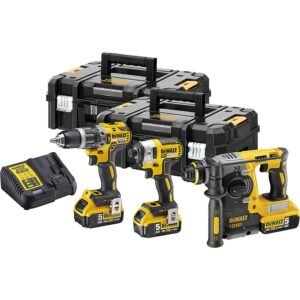 DeWalt DCK368P3T 18v XR Cordless 3 Piece Brushless Power Tool Kit 3 x 5ah Li-ion Battery Charger Case