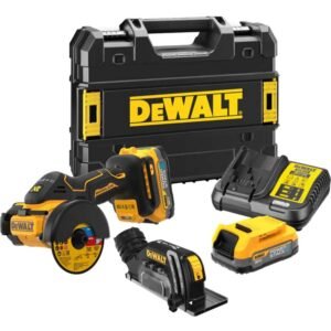 DeWalt DCS438E2T 18v XR Cordless Brushless Mini Grinder / Saw 76mm 2 x 1.7ah Li-ion Powerstack Battery Charger Case