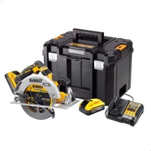 DeWalt DCS573 18v XR Cordless Brushless FLEXVOLT High Power Circular Saw 190mm 2 x 5ah Li-ion Powerstack Battery Charger Case