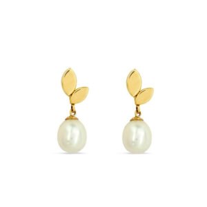 Demeter's Hope Leaf Pearl Drop Earrings