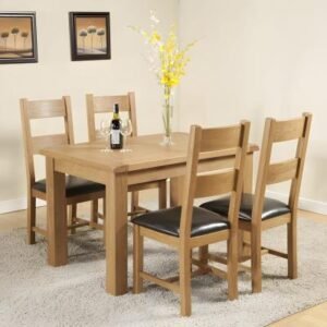 Dorset Oak 4-6 Seater Extending Dining Table with 4 Chairs