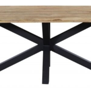 Fargo 6 Seater Industrial Dining Table - Rustic Mango Wood With Black Spider Legs - 180cm