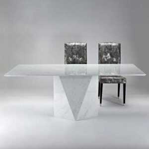Freedom Marble Pedestal Dining Table with Steel Pedestal Base - Variation Available