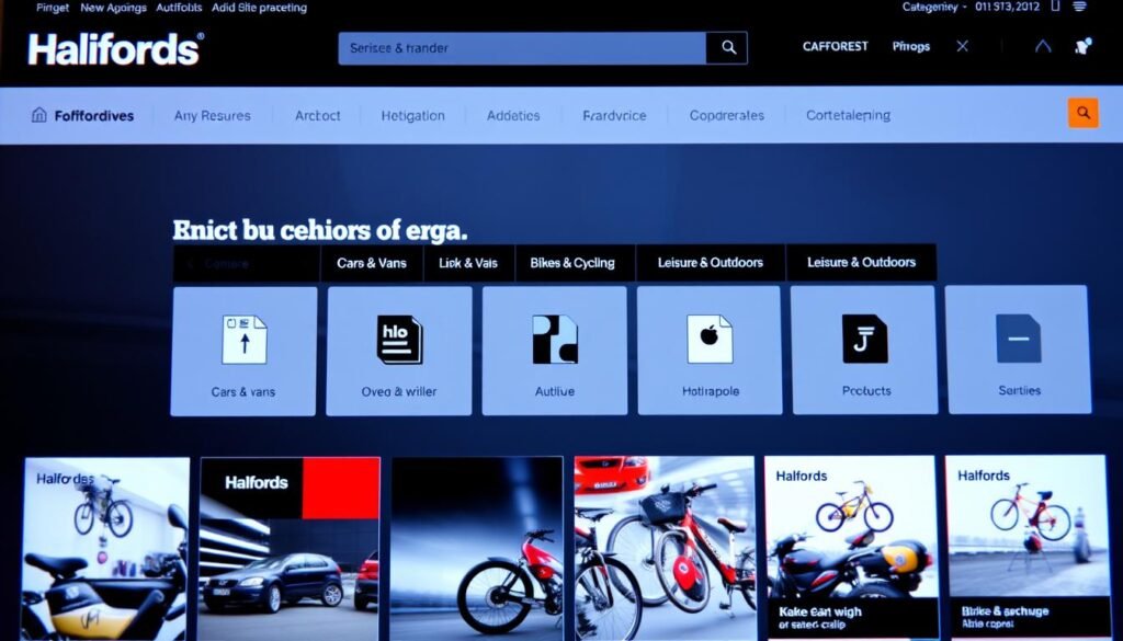 Halfords website navigation