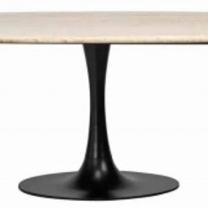 Hampton Travertine Beige 8 Seater Oval Dining Table with Back Tulip Base